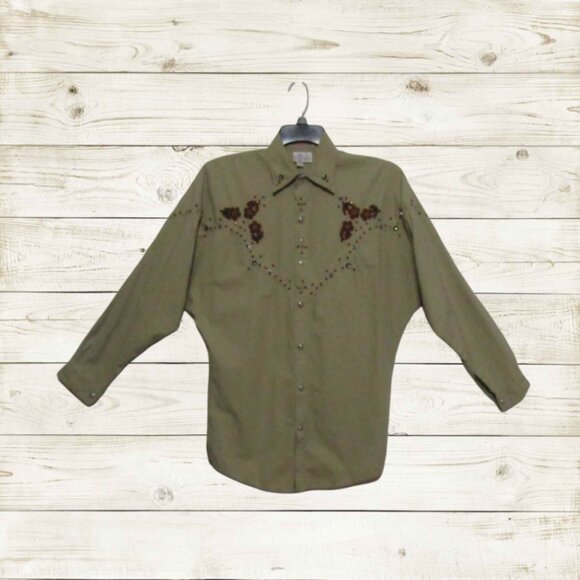 VTG Freego womens batwing long sleeve shirt Size PS khaki color - Picture 8 of 10